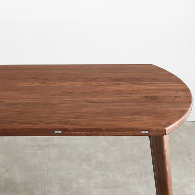 Modern Round Retractable Walnut Top Dining Table with 4 Brown Legs