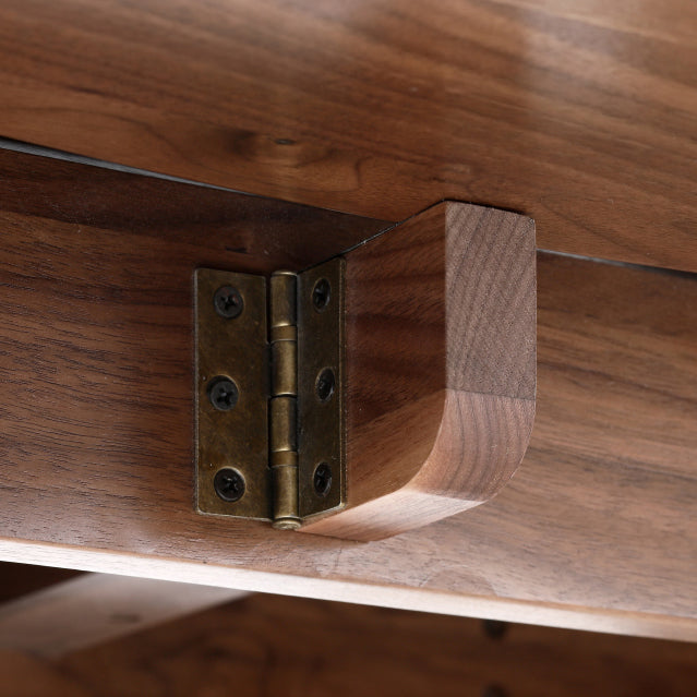 Modern Round Retractable Walnut Top Dining Table with 4 Brown Legs