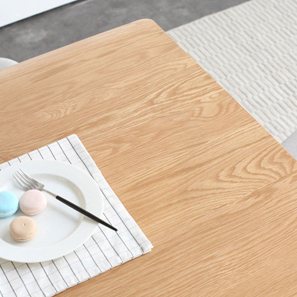 Natural Modern Rectangular Oak Tabletop Dining Table with 4 Legs