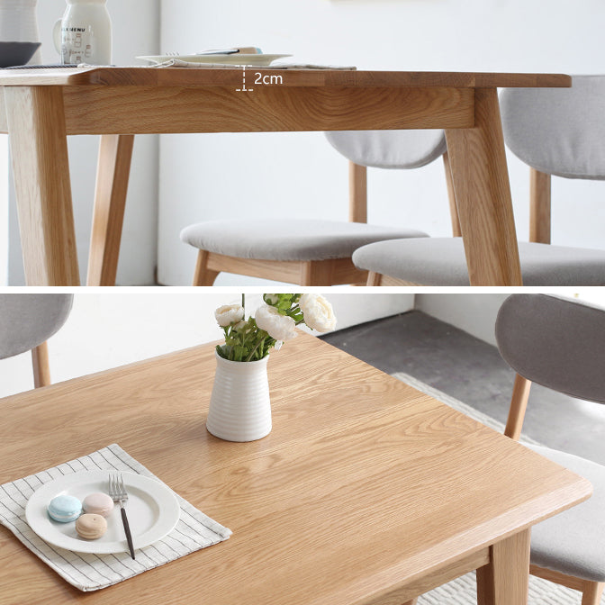 Natural Modern Rectangular Oak Tabletop Dining Table with 4 Legs