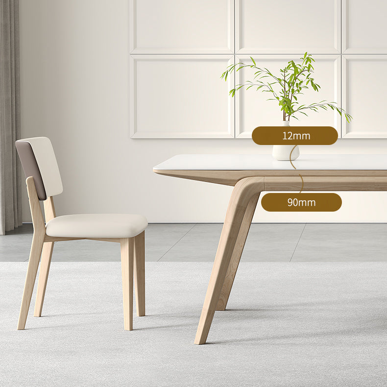 White Stone Top Rectangle Contemporary Dining Table with 4 Foot