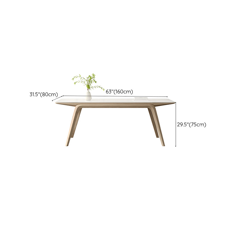 White Stone Top Rectangle Contemporary Dining Table with 4 Foot