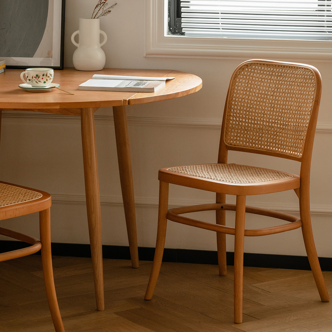 Modern Solid Wood Drop Leaf Round Top Dining Table with 4 Legs