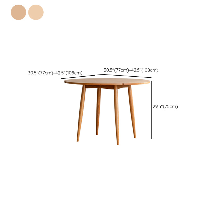 Modern Solid Wood Drop Leaf Round Top Dining Table with 4 Legs