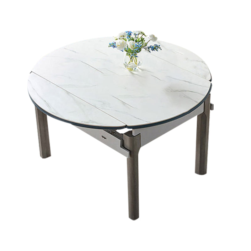 Contemporary Rectangular and Round White Dining Table with Wooden Legs