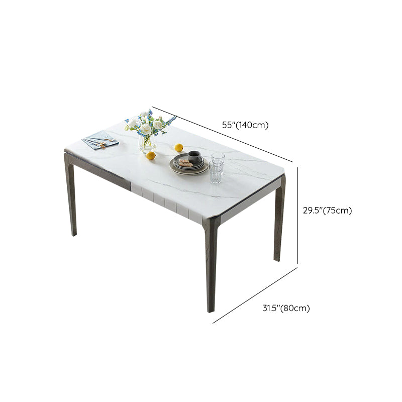 Contemporary Rectangular and Round White Dining Table with Wooden Legs