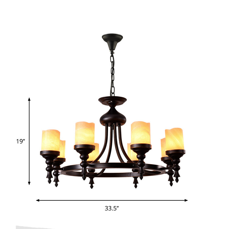 8 luci a soffitto lampadario campagna candela candela crepita il kit lampada sospesa in nero con design a loop