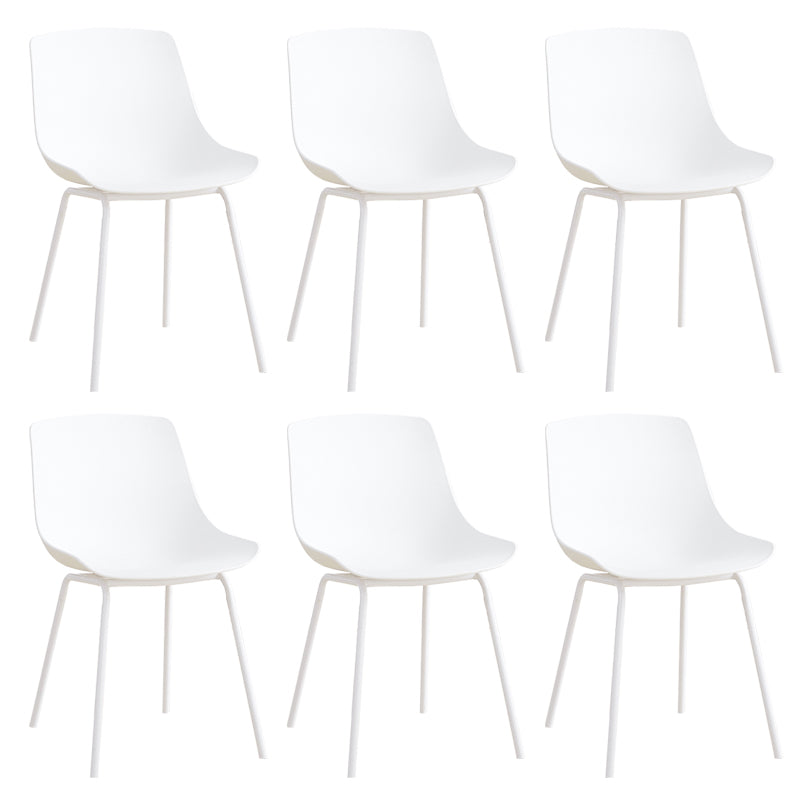 Contemporary Kitchen Plastic Parsons Metal Leg Dining Side Chair