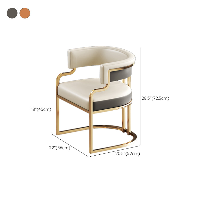 Glam Indoor Upholstered Gold Legs Open Back Dining Arm Chair