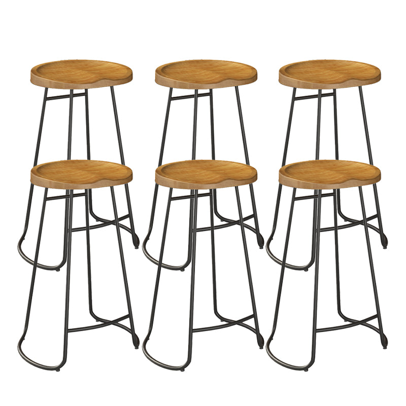 Modern Backless Counter-height Stool with Solid Wood and Metal