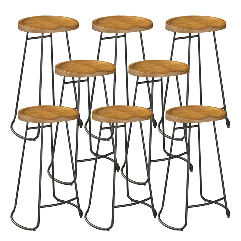 Modern Backless Counter-height Stool with Solid Wood and Metal