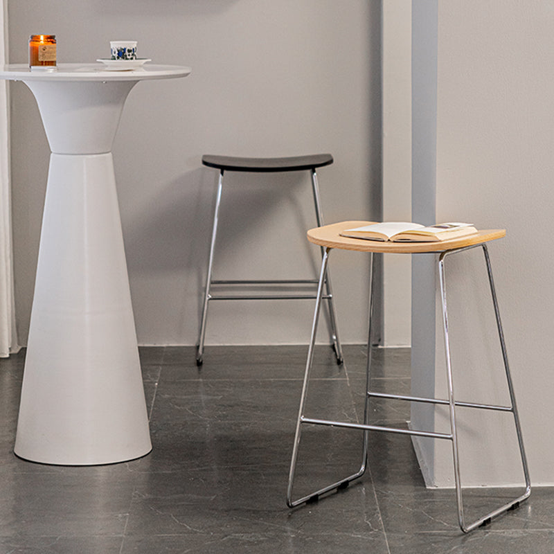 Contemporary Wood and Metal Backless Counter Height Stools for Living Room