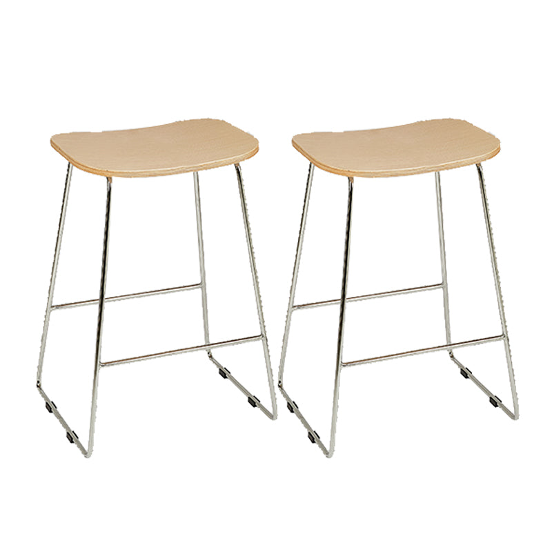 Contemporary Wood and Metal Backless Counter Height Stools for Living Room
