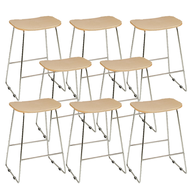 Contemporary Wood and Metal Backless Counter Height Stools for Living Room