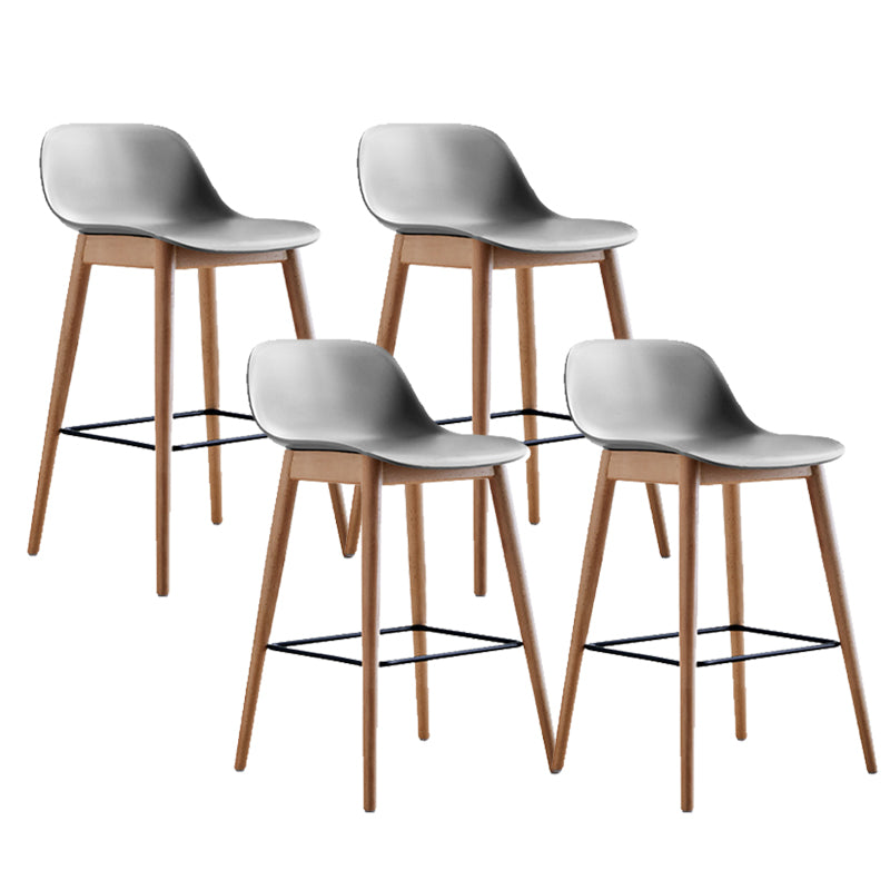 Contemporary Plastic Armless Bar Stool with Beech Solid Wood Base
