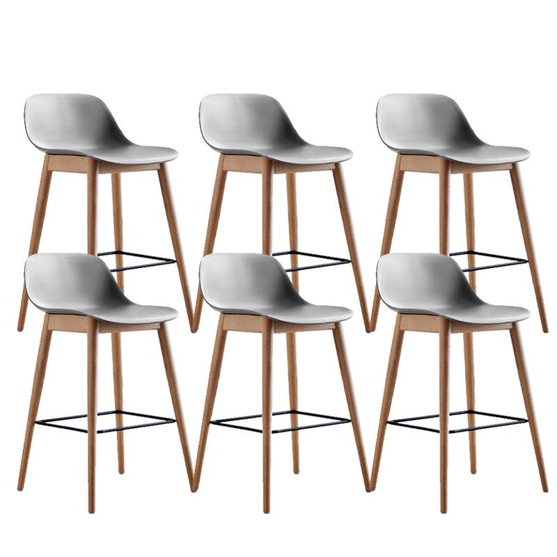 Contemporary Plastic Armless Bar Stool with Beech Solid Wood Base