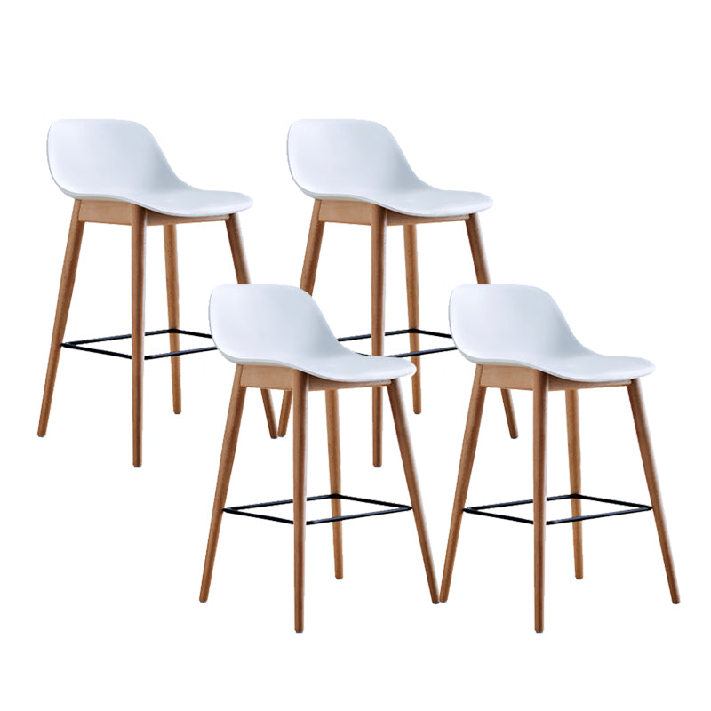 Contemporary Plastic Armless Bar Stool with Beech Solid Wood Base