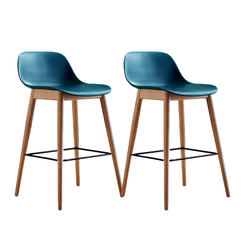 Contemporary Plastic Armless Bar Stool with Beech Solid Wood Base