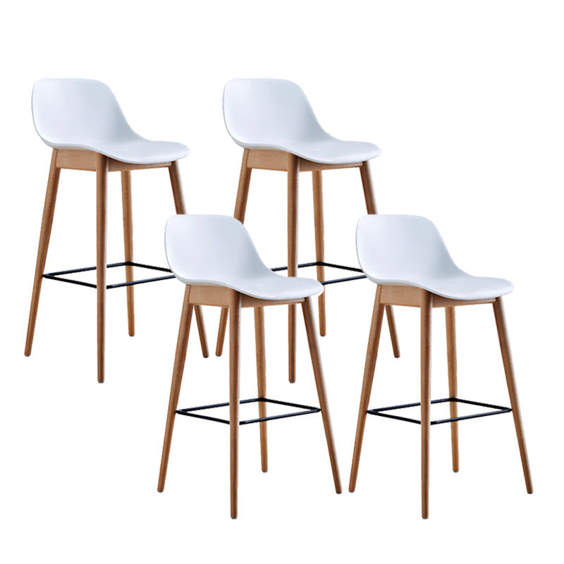 Contemporary Plastic Armless Bar Stool with Beech Solid Wood Base