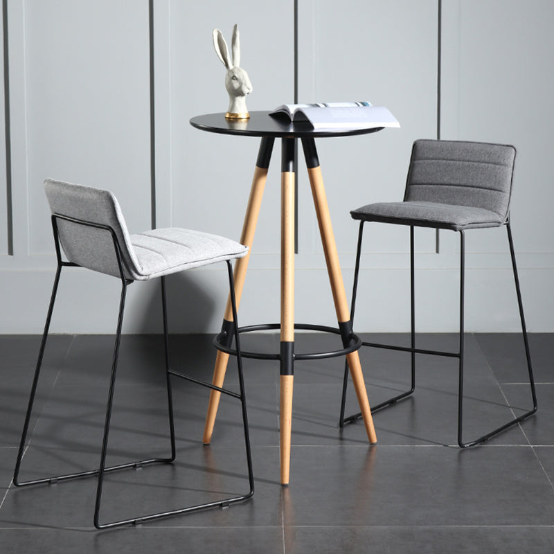 Contemporary Armless Upholstered Low Back Bar Stools with Metal Base