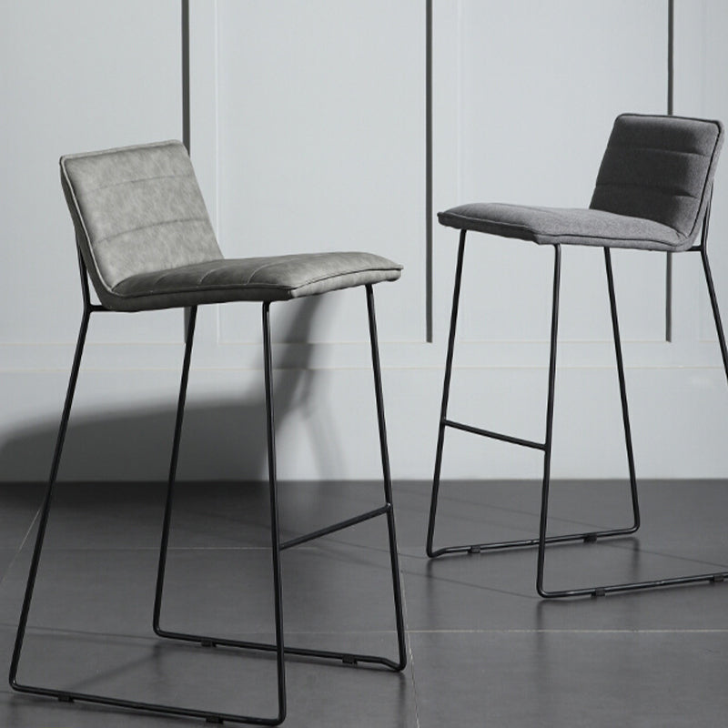 Contemporary Armless Upholstered Low Back Bar Stools with Metal Base