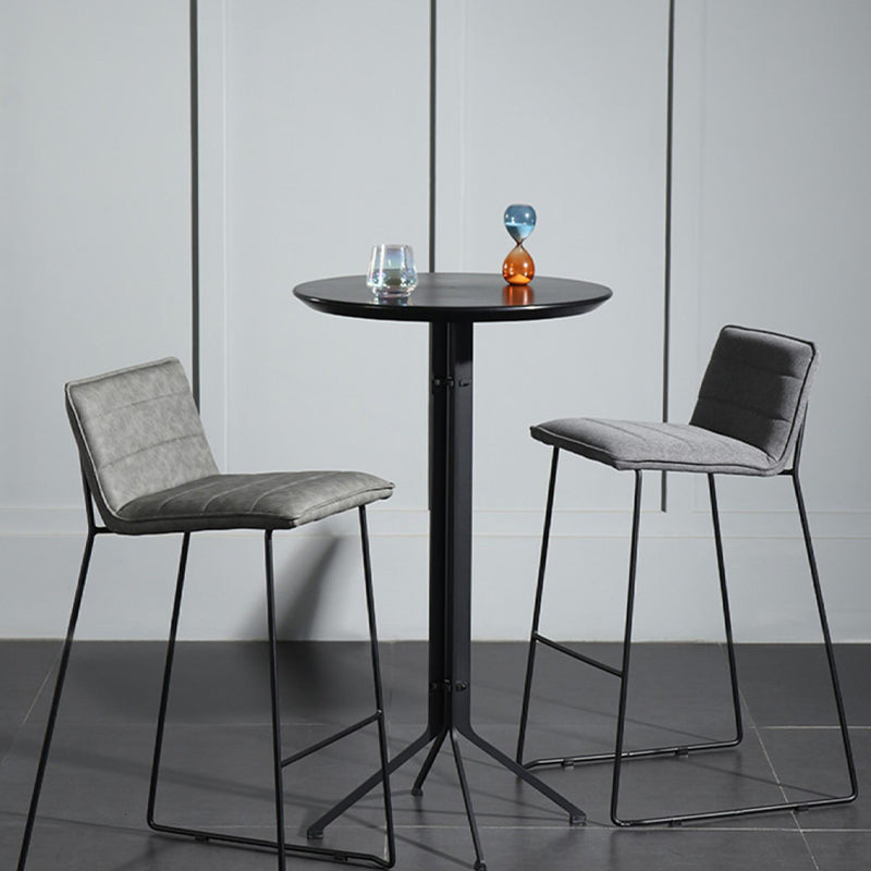 Contemporary Armless Upholstered Low Back Bar Stools with Metal Base