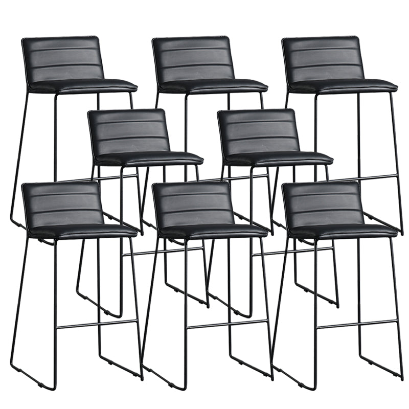 Contemporary Armless Upholstered Low Back Bar Stools with Metal Base