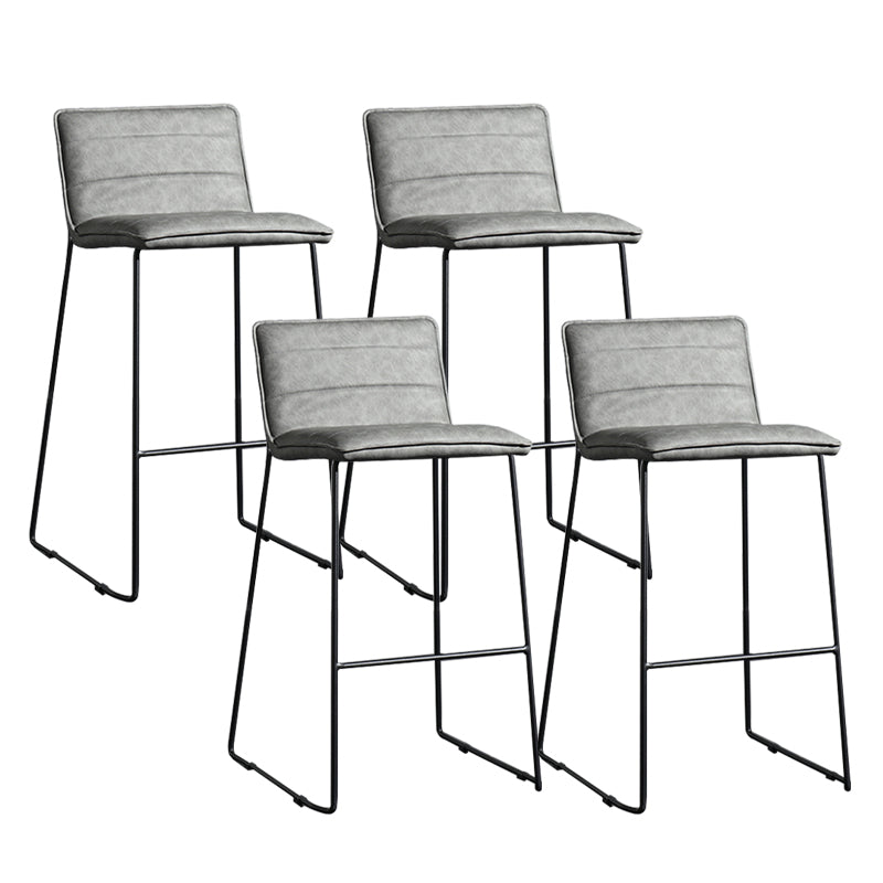 Contemporary Armless Upholstered Low Back Bar Stools with Metal Base