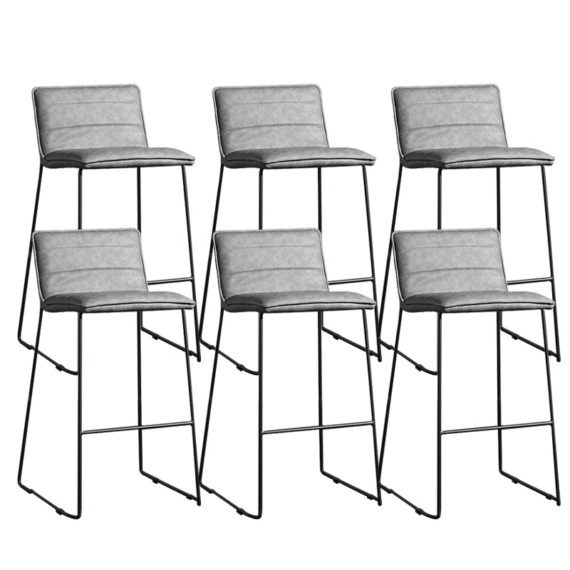 Contemporary Armless Upholstered Low Back Bar Stools with Metal Base