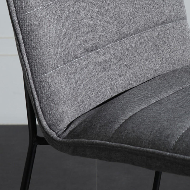 Contemporary Armless Upholstered Low Back Bar Stools with Metal Base