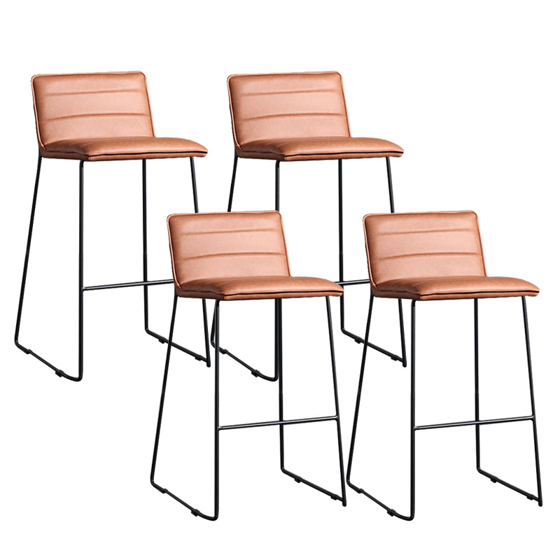 Contemporary Armless Upholstered Low Back Bar Stools with Metal Base