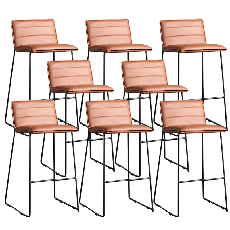 Contemporary Armless Upholstered Low Back Bar Stools with Metal Base