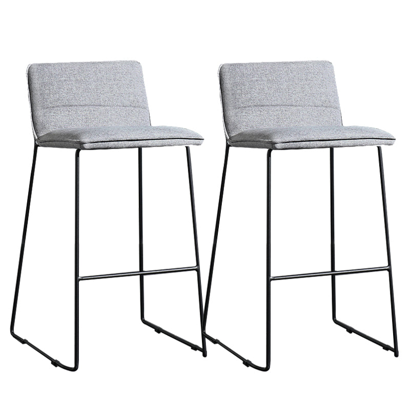 Contemporary Armless Upholstered Low Back Bar Stools with Metal Base