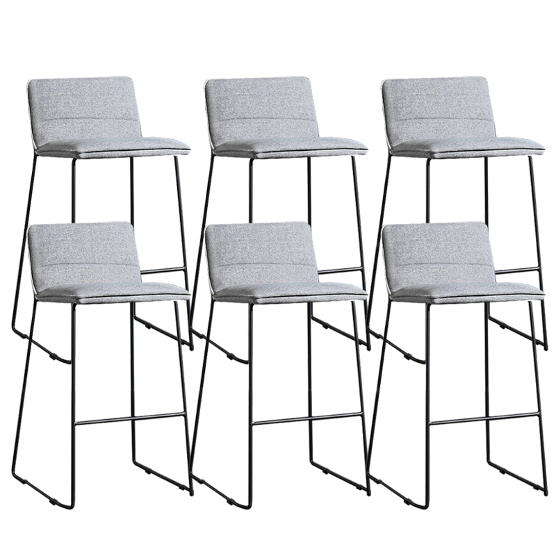 Contemporary Armless Upholstered Low Back Bar Stools with Metal Base