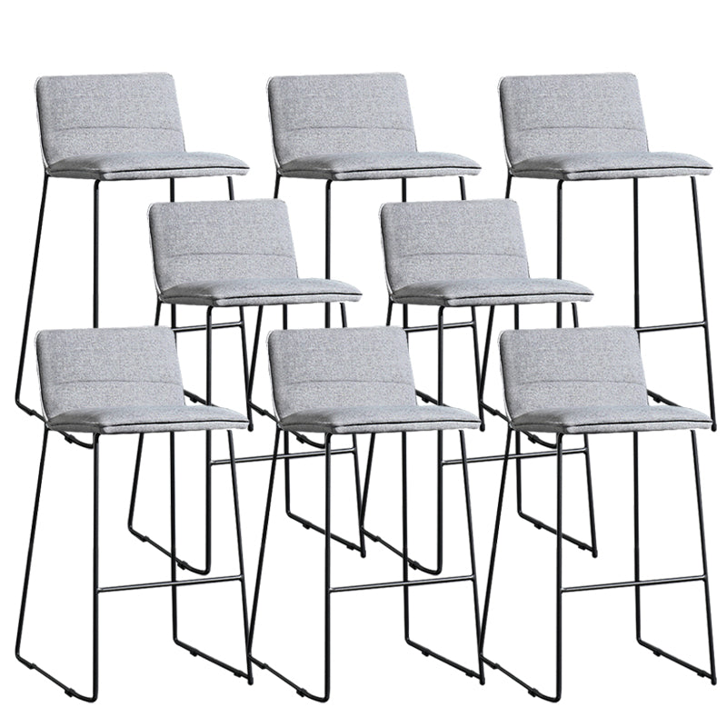 Contemporary Armless Upholstered Low Back Bar Stools with Metal Base