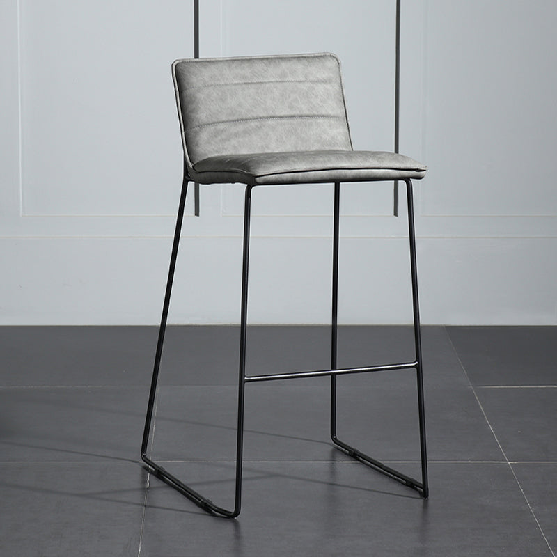 Contemporary Armless Upholstered Low Back Bar Stools with Metal Base