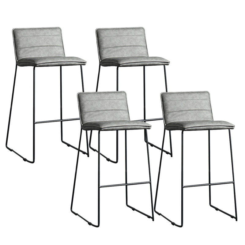 Contemporary Armless Upholstered Low Back Bar Stools with Metal Base