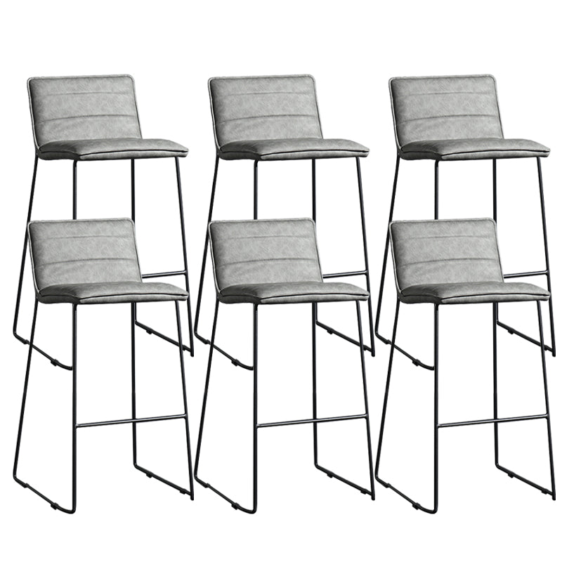 Contemporary Armless Upholstered Low Back Bar Stools with Metal Base