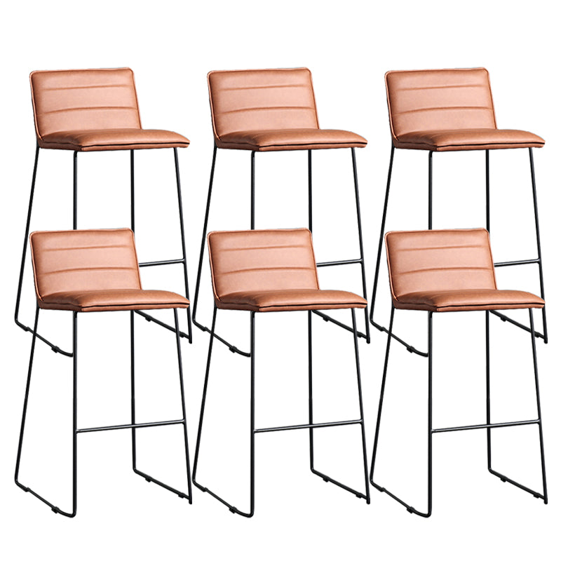 Contemporary Armless Upholstered Low Back Bar Stools with Metal Base