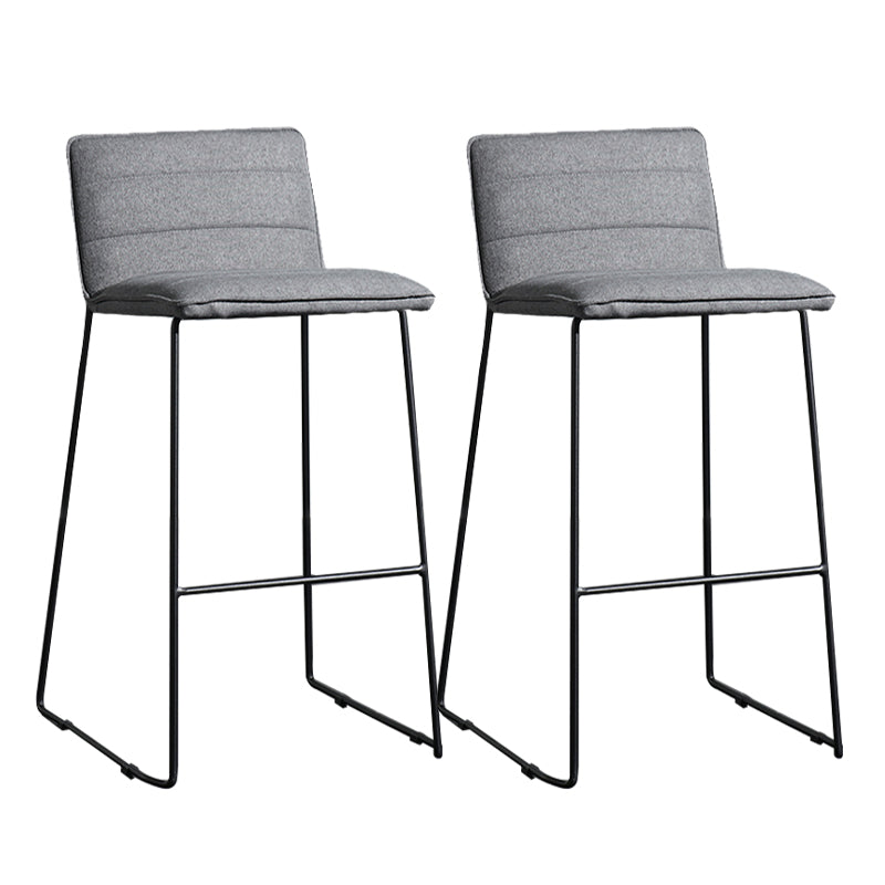 Contemporary Armless Upholstered Low Back Bar Stools with Metal Base