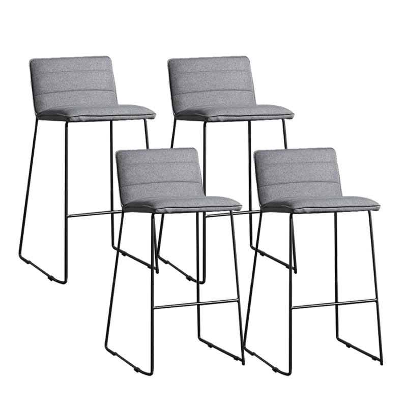 Contemporary Armless Upholstered Low Back Bar Stools with Metal Base