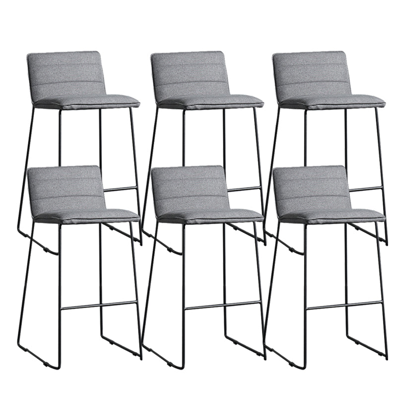 Contemporary Armless Upholstered Low Back Bar Stools with Metal Base