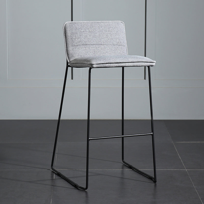 Contemporary Armless Upholstered Low Back Bar Stools with Metal Base