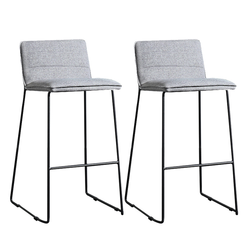 Contemporary Armless Upholstered Low Back Bar Stools with Metal Base