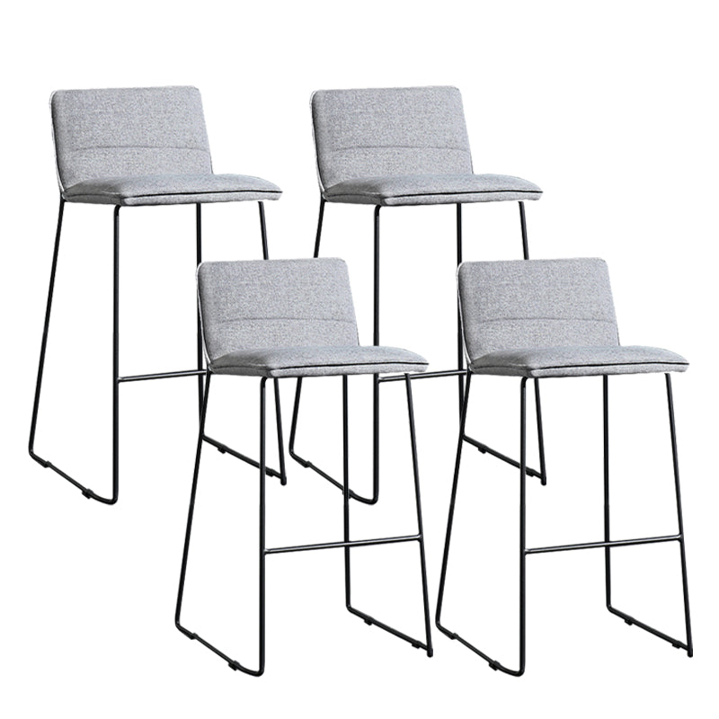 Contemporary Armless Upholstered Low Back Bar Stools with Metal Base