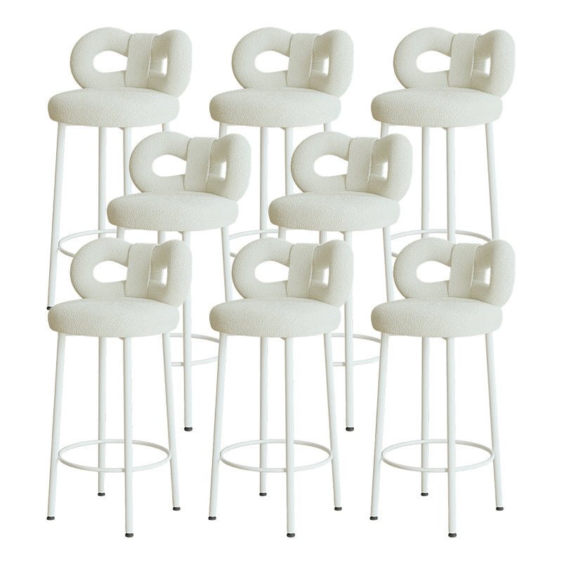 Contemporary Upholstered Low Back Round Bar Stools with Metal Base