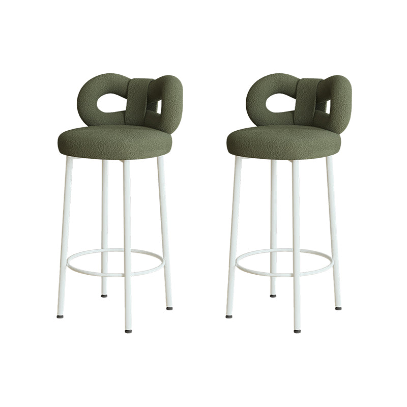 Contemporary Upholstered Low Back Round Bar Stools with Metal Base