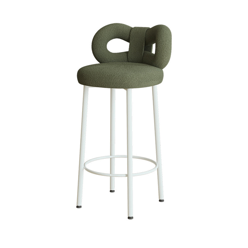 Contemporary Upholstered Low Back Round Bar Stools with Metal Base