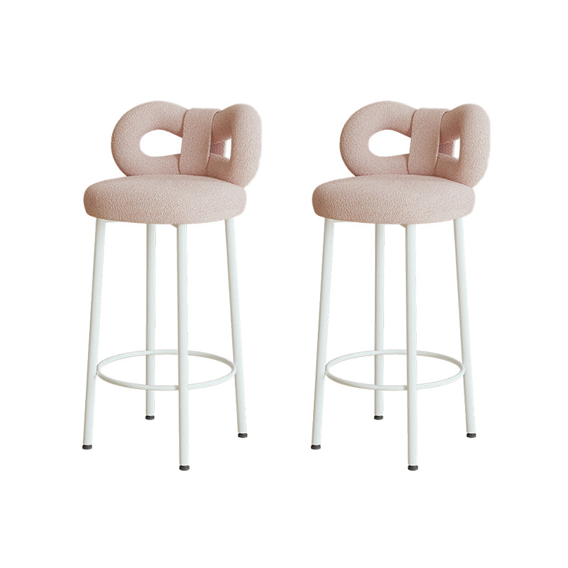 Contemporary Upholstered Low Back Round Bar Stools with Metal Base