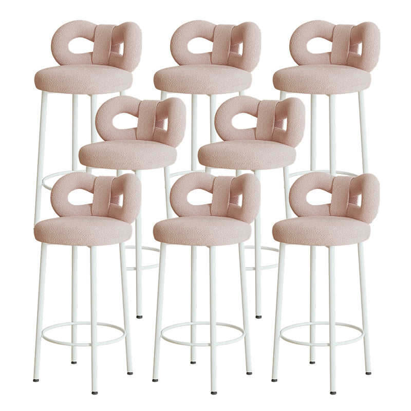Contemporary Upholstered Low Back Round Bar Stools with Metal Base